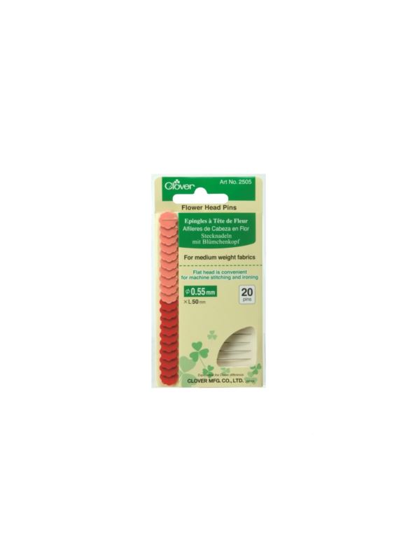 Szpilki do quiltingu CLOVER - cienkie/kwiatek - 2505 - 20szt./opak.