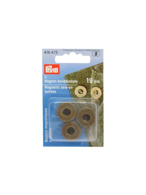 Zapięcia magnetyczne PRYM - 19 mm - mosiądz - 416472 - 3szt./opak.