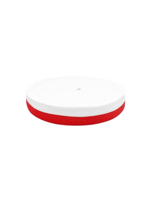 Taśma rypsowa - 30 mm - biało/czerwona - 6499/30 - 50mb/opak.
