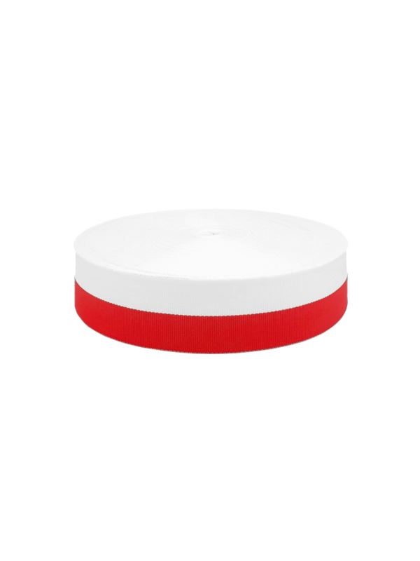 Taśma rypsowa - 40 mm - biało/czerwona - 6499/40 - 50mb/opak.