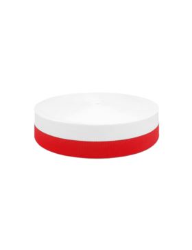 Taśma rypsowa - 40 mm - biało/czerwona - 6499/40 - 50mb/opak.