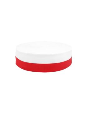 Taśma rypsowa - 50 mm - biało/czerwona - 6499/50 - 50mb/opak