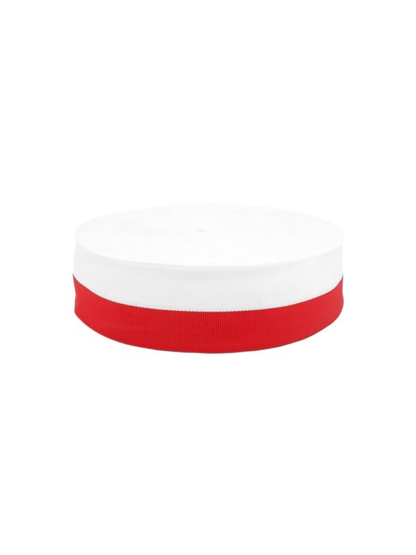 Taśma rypsowa - 50 mm - biało/czerwona - 6499/50 - 50mb/opak