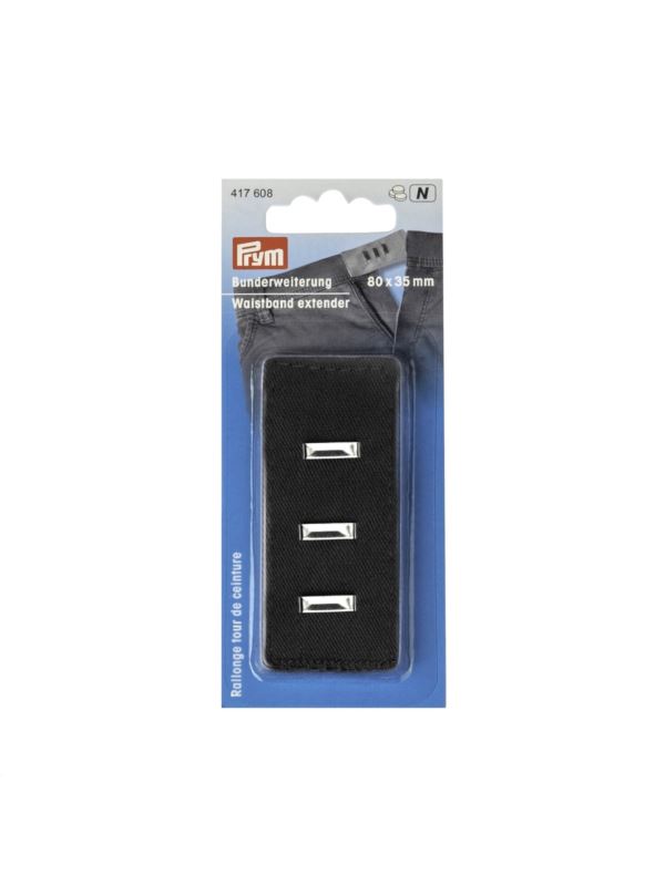 Przedłużacz obwodu w pasie z haftką PRYM - 80x35 mm - czarny - 417608