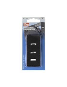 Przedłużacz obwodu w pasie z haftką PRYM - 80x35 mm - czarny - 417608