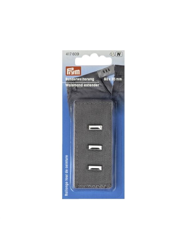 Przedłużacz obwodu w pasie z haftką PRYM - 80x35 mm - szary - 417609