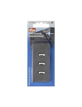 Przedłużacz obwodu w pasie z haftką PRYM - 80x35 mm - szary - 417609