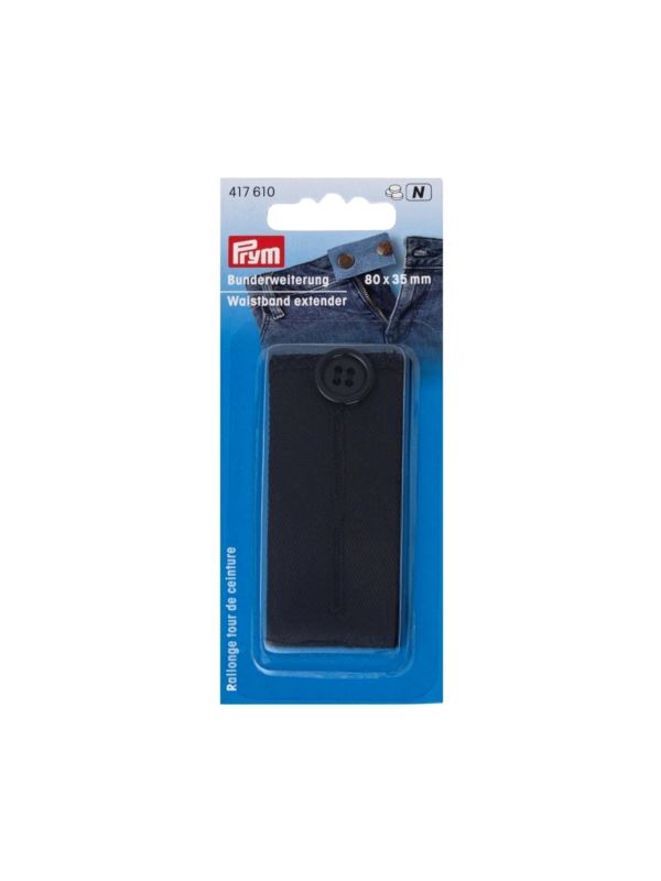 Przedłużacz obwodu w pasie z guzikiem PRYM - 80x35 mm - czarny - 417610