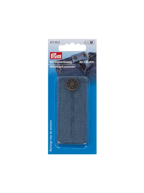 Przedłużacz obwodu w pasie z guzikiem PRYM - 80x35 mm - jeans - 417612