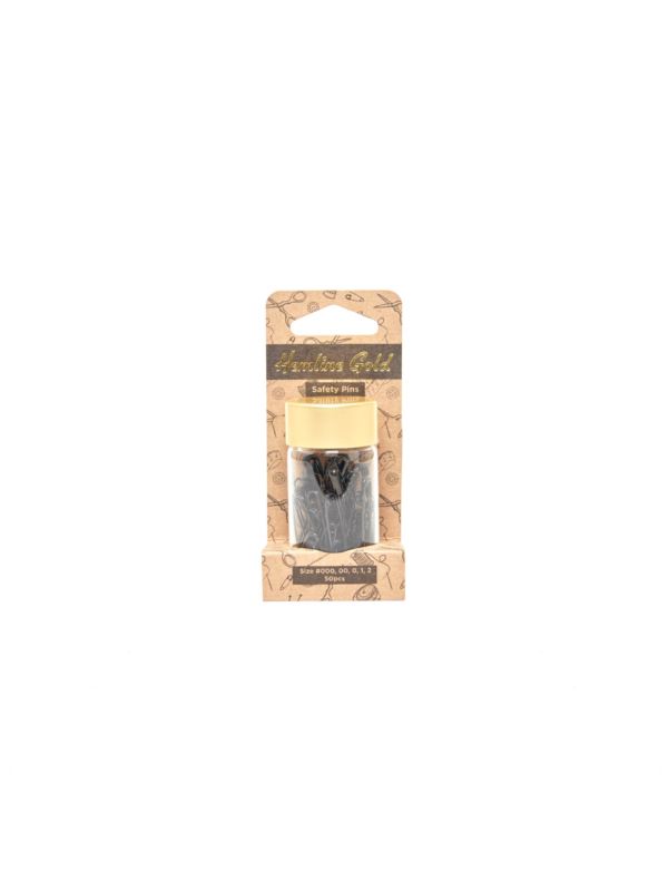 Agrafki zwykłe mix rozmiarów - Hemline Gold - czarne - 415.99.BK.HG - 50szt./opak.