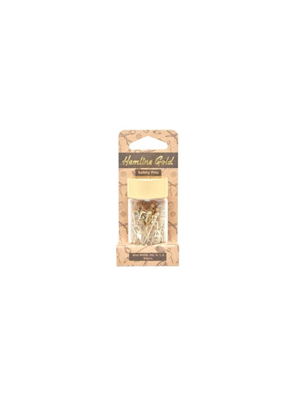 Agrafki zwykłe mix rozmiarów - Hemline Gold - złote - 415.99.GD.HG - 50szt./opak.