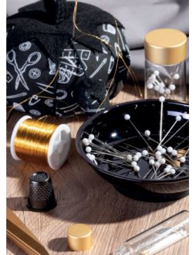 Naparstek krawiecki - Hemline Gold - 19x20 mm - czarny - 300.L.HG