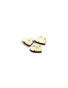 Zawieszki do przyszywania drewniane - 30 mm - serce - I Love You - 20szt./opak.