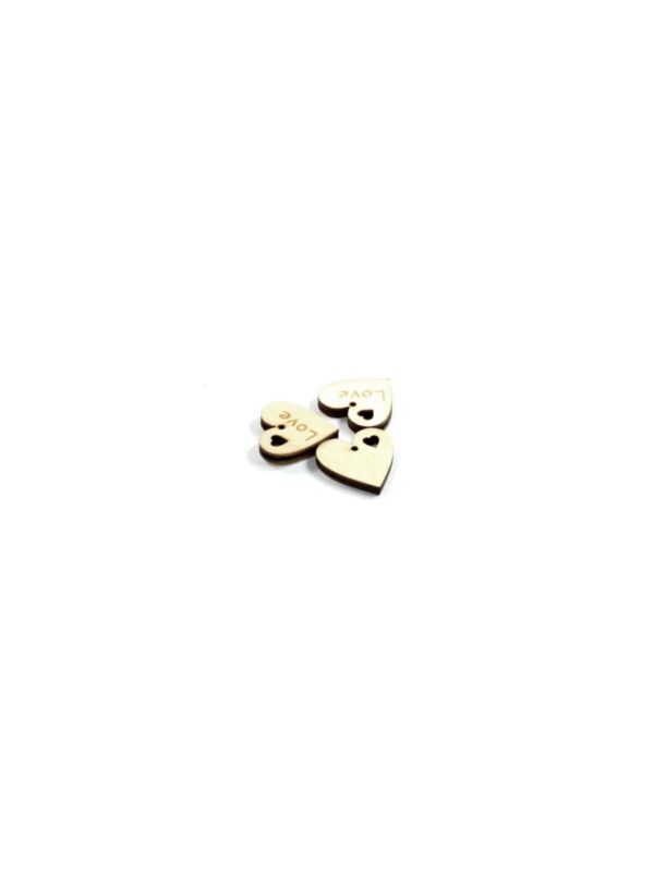 Zawieszki do przyszywania drewniane - 20 mm - serce - Love - 20szt./opak.