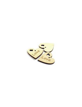 Zawieszki do przyszywania drewniane - 40 mm - serce - Love - 10szt./opak.
