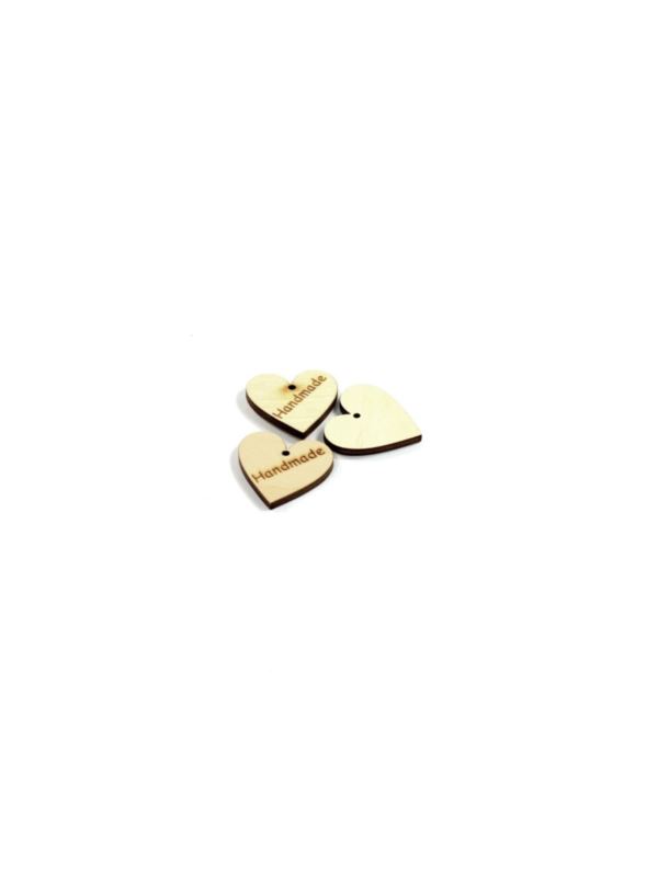 Zawieszki do przyszywania drewniane - 20 mm - serce - Handmade - 20szt./opak.