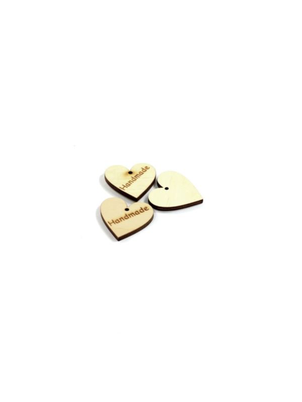 Zawieszki do przyszywania drewniane - 30 mm - serce - Handmade - 20szt./opak.