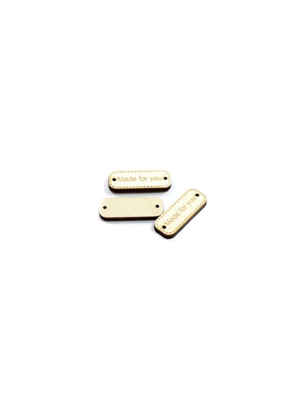 Zawieszki do przyszywania drewniane - 30 mm - prostokąt - Made For You - 20szt./opak.