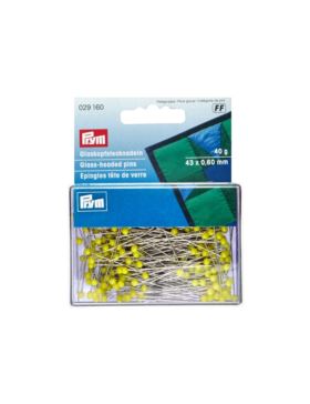 Szpilki z szklanymi żółtymi główkami PRYM - 0,60x43 mm - 029160 - 40g/opak.