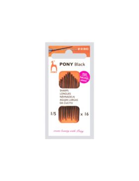 Igły do szycia ręcznego ostre PONY - BLACK - rozm.1/5 - 01843 - 16szt./opak.