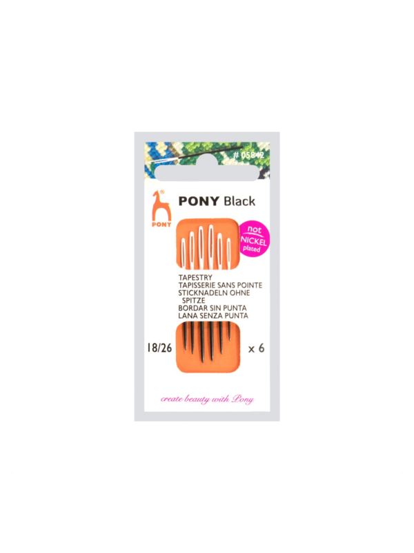 Igły ręczne do haftu bez czubka z białym uchem PONY - BLACK - rozm.18/26 - 05842 - 6szt./opak.