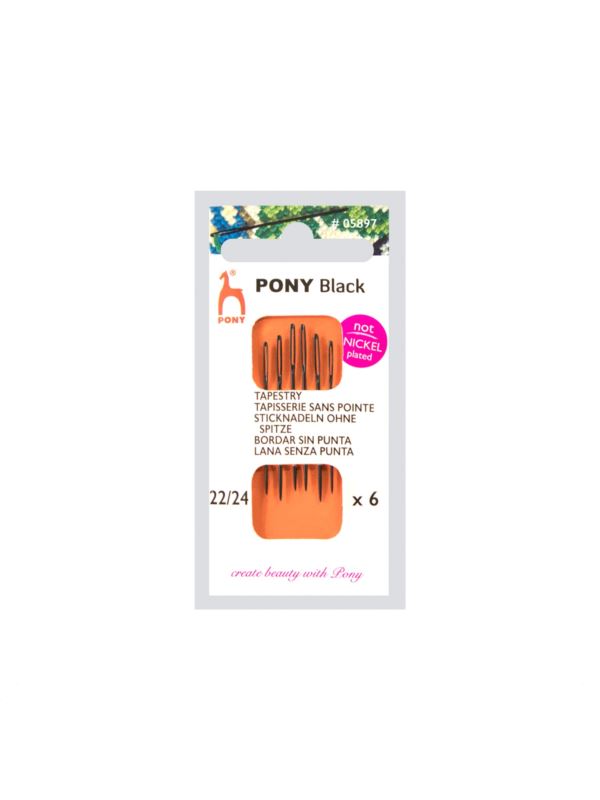 Igły ręczne do haftu bez czubka PONY - BLACK - rozm.22/24 - 05897 - 6szt./opak.