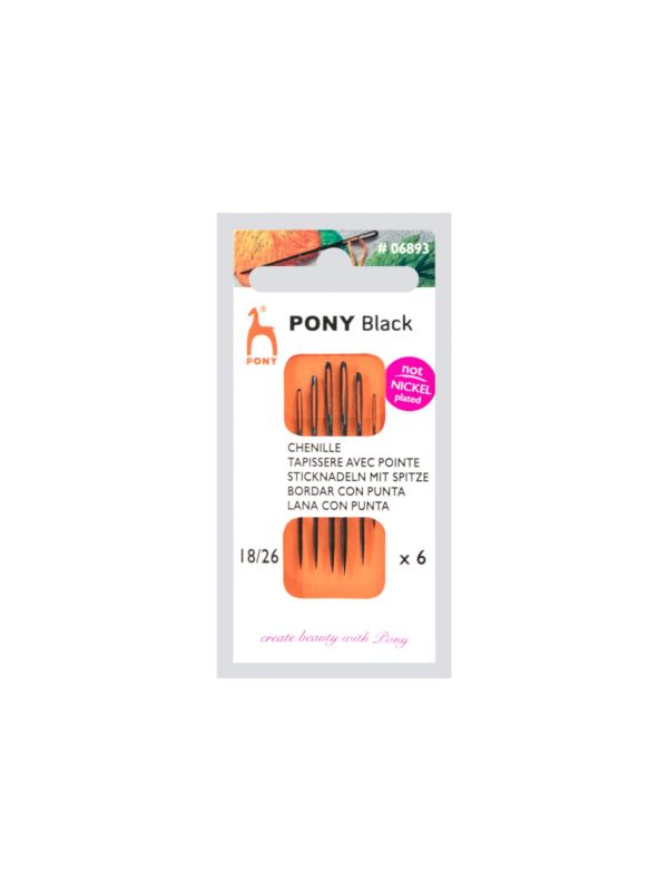Igły ręczne do haftu z czubkiem PONY - BLACK - rozm.18/26 - 06893 - 6szt./opak.