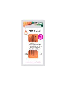 Igły ręczne do haftu z czubkiem PONY - BLACK - rozm.18/26 - 06893 - 6szt./opak.