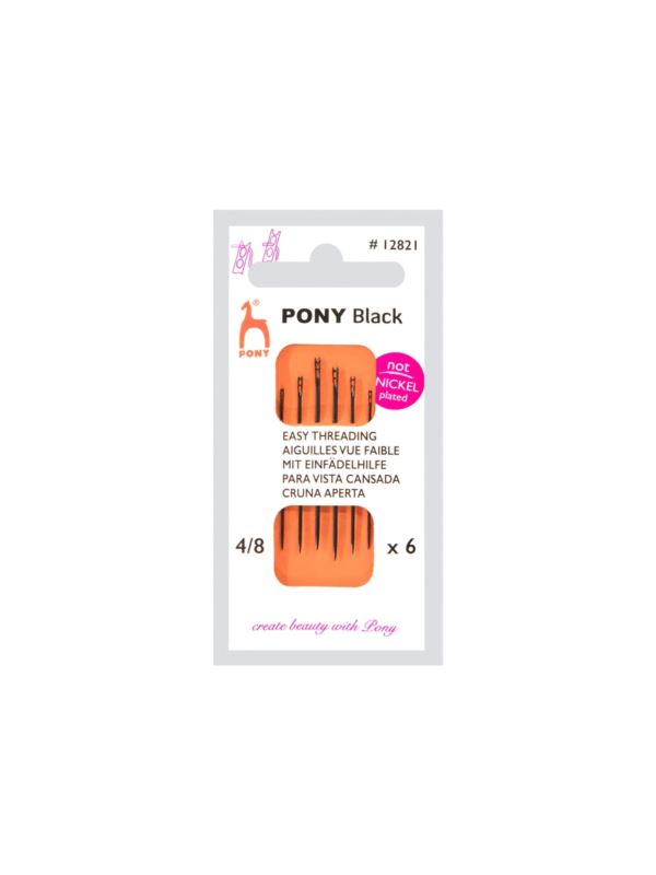 Igły ręczne do łatwego nawlekania PONY - BLACK - rozm.4/8 - 12821 - 6szt./opak.