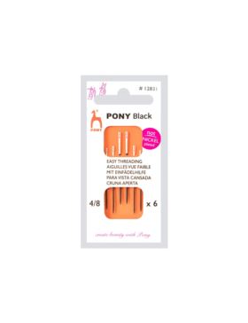 Igły ręczne do łatwego nawlekania z białym uchem PONY - BLACK - rozm.4/8 - 12831 - 6szt./opak.