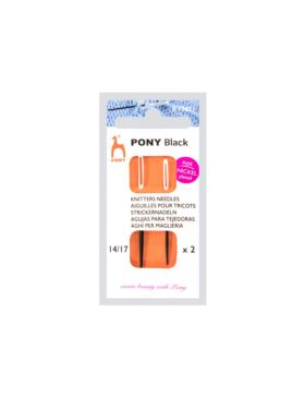 Igły dziewiarskie z białym uchem PONY - BLACK - rozm.14/17 - 15871 - 2szt./opak.