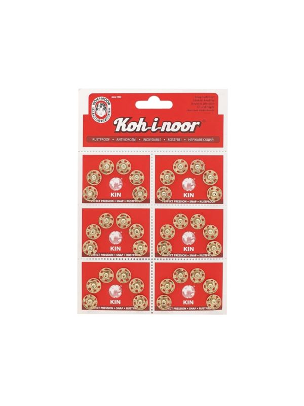 Zatrzaski metalowe KOH-I-NOOR 4 - 11,5 mm - złote - 36szt./opak.