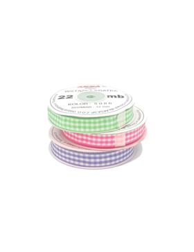 Wstążka ozdobna w kratkę - 12 mm - 22mb/szt.