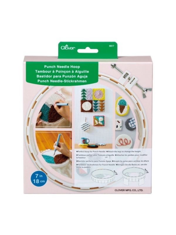 Tamborek plastikowy CLOVER - Punch Needle - 180 mm - 8817