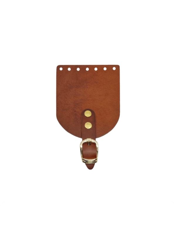 Klapka do etui skórzana naturalna na magnes (klamra) - Jucht - 100x120 mm - KLAP10X12P