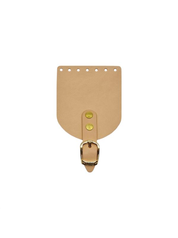 Klapka do etui skórzana naturalna na magnes (klamra) - Jucht - 100x120 mm - KLAP10X12P