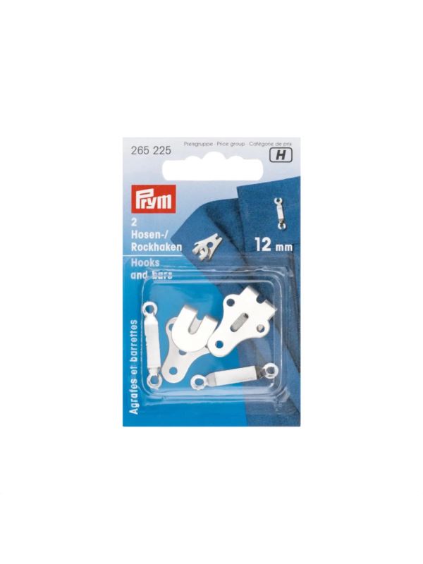 Haftki/zapięcia do odzieży PRYM - 12 mm - srebrne - 265225 - 2szt./opak.