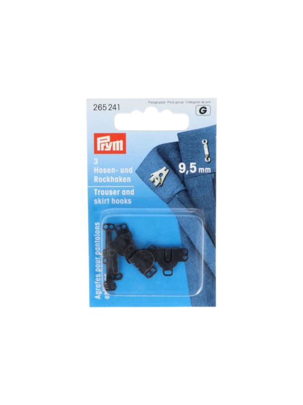 Haftki/zapięcia do odzieży PRYM - 9,5 mm - czarne - 265241 - 3szt./opak.