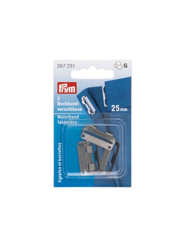 Zapięcia do spódnic metalowe PRYM - 25 mm - czarne - 267251 - 2szt./opak.