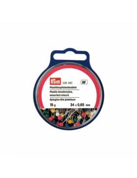 Szpilki z plastikowymi kolorowymi główkami PRYM - 0,65x32/34/45 mm - 028490 - 15g/opak.