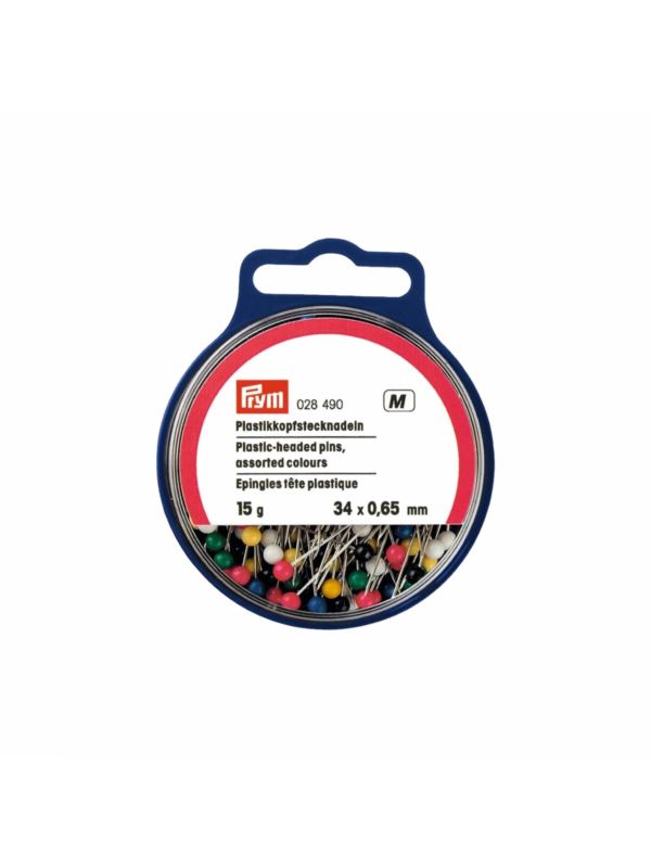 Szpilki z plastikowymi kolorowymi główkami PRYM - 0,65x32/34/45 mm - 028490 - 15g/opak.
