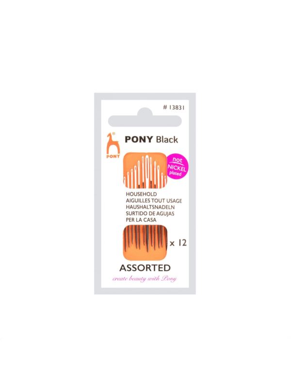 Zestaw igieł do szycia ręcznego z białym uchem PONY - BLACK - 13831 - 12szt./opak.