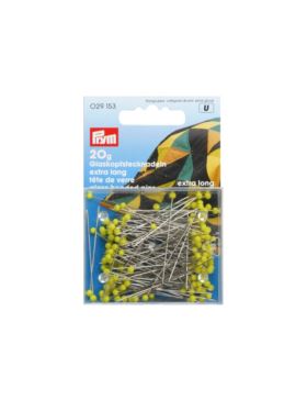 Szpilki z szklanymi żółtymi główkami PRYM - 0,60x43 mm - 029153 - 20g/opak.