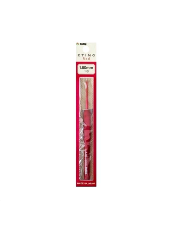 Szydełko aluminiowe z ergonomiczną rączką japońskie TULIP - Etimo Red