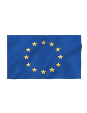 Flaga materiałowa z karabińczykami - 90x150 cm - Unia Europejska