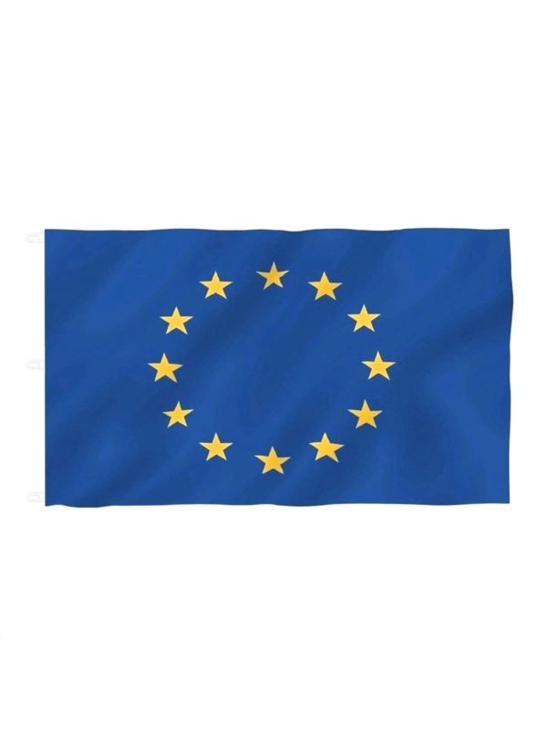 Flaga materiałowa z karabińczykami - 90x150 cm - Unia Europejska