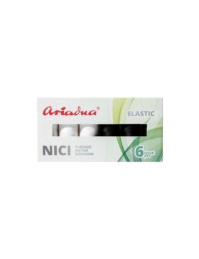 Zestaw nici elastycznych ARIADNA - Artyn Flex 120 - biało-czarne - 6szt.x180mb/opak.