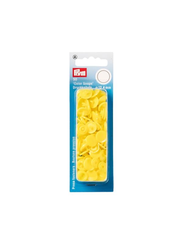 Napy plastikowe PRYM - 12,4 mm - żółte jasne - 393107 - 30szt./opak.