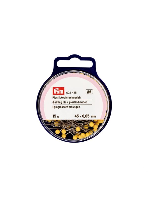 Szpilki z plastikowymi żółtymi główkami PRYM - 0,65x45 mm - 028485 - 15g/opak.