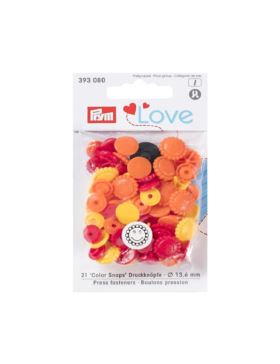 Napy plastikowe mix PRYM - Love - 13,6 mm - kwiatki - 393080 - 21szt./opak.